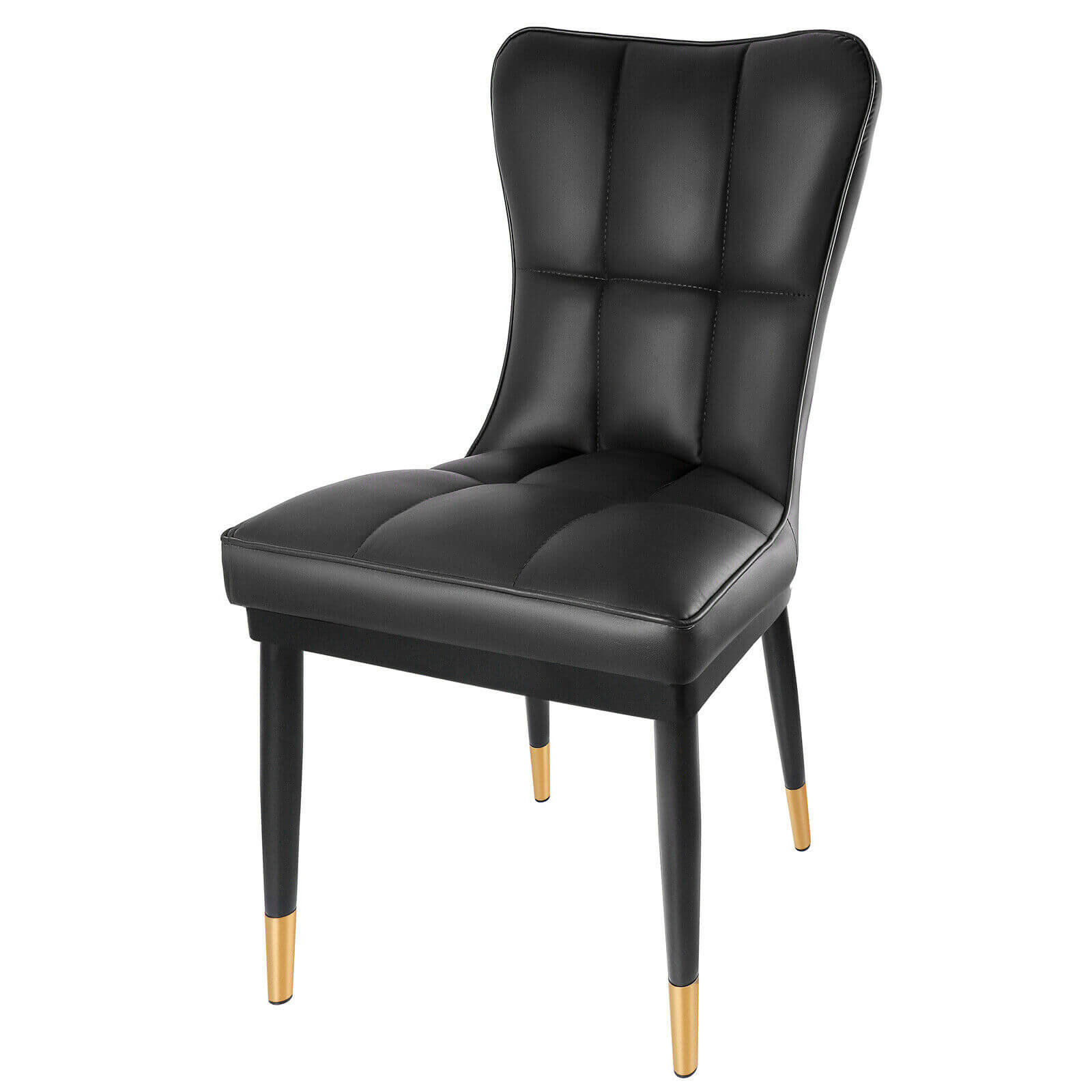 Black soft leather dining chair